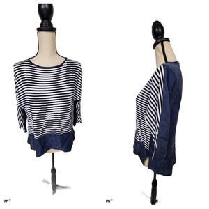 Max Volmary Silk Colorblock Striped Top